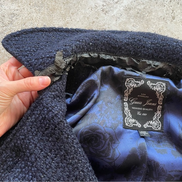 Vintage Guess Jeans Sparkly Navy Coat - Picture 5 of 6